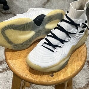 White and Black High-Top Sneakers